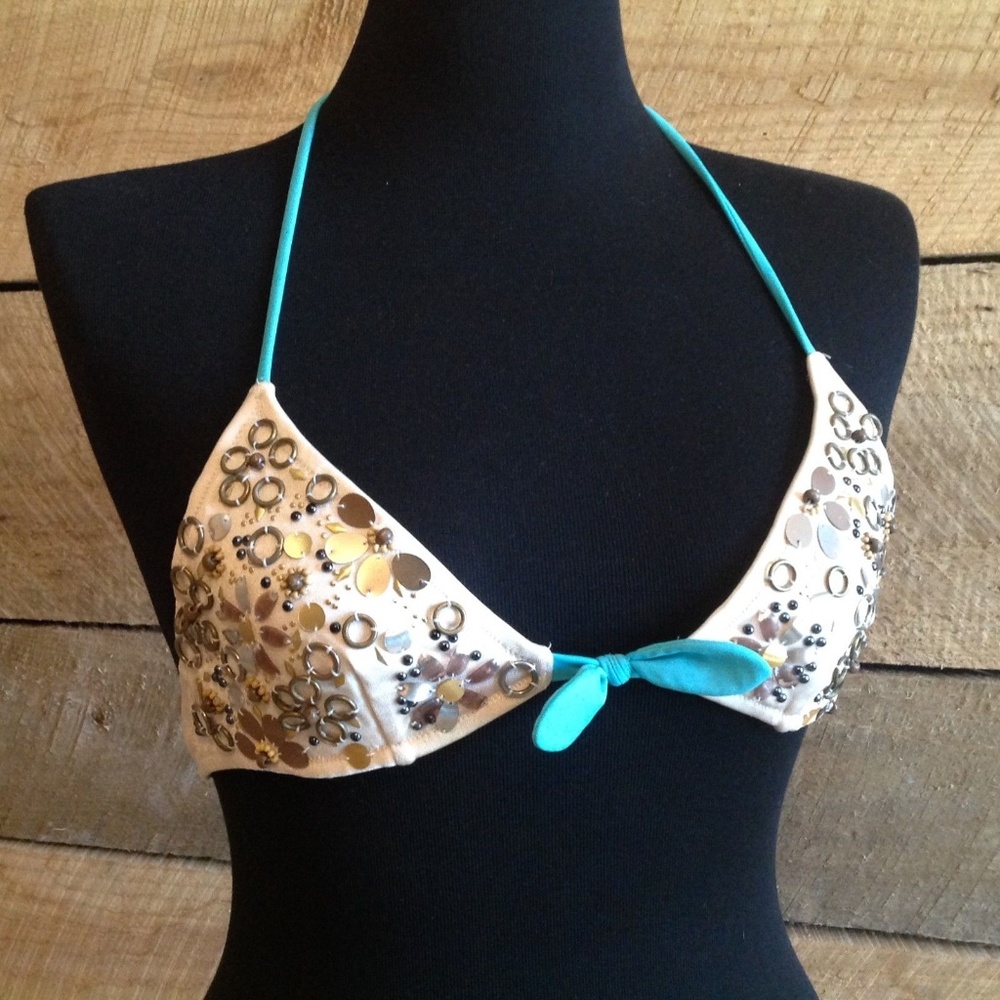 Victorias Secret Bikini Small Beaded Boho Swim Top
